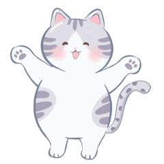 cat is standing, cute cat, cartoon cat illustration, flat decorative cat drawing clipart