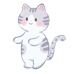 cat, cute cat, kawaii cat, cartoon cat illustration, flat decorative cat drawing clipart