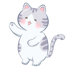 cat is standing, cute cat, cartoon cat illustration, flat decorative cat drawing clipart