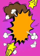 Modern creative pop art vibrant comic book style background. Cartoon effects explosion design.