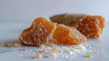 Candied Ginger Pieces with Closeup.