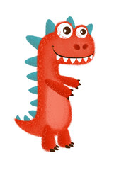 Obraz premium Cute little dinosaur monster hand drawn illustration