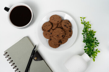 chocolate chip with creative property for mockups in white background