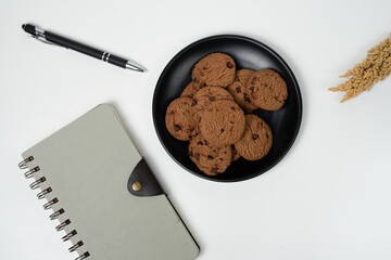 chocolate chip with creative property for mockups in white background