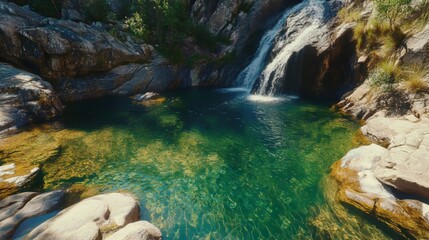 Waterfalls with clear water in a national park
