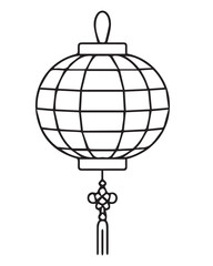Within the graphic, a graceful vector lantern, a timeless Lunar New Year ornament, shimmered softly in black and white with a black outline, inviting good fortune.

