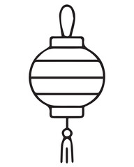 Obraz premium This intricate vector lantern, a traditional Lunar New Year ornament, with its elegant black and white and black outline, symbolized light and happiness.