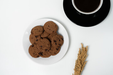 Title: chocolate chip with creative property for mockups in white background