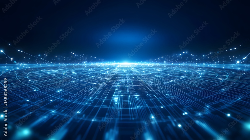 Aufkleber digital network design with glowing lines and points.