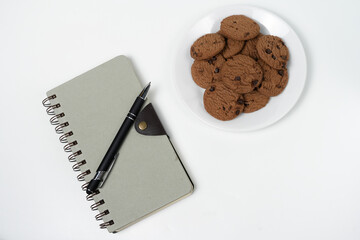 Title: chocolate chip with creative property for mockups in white background