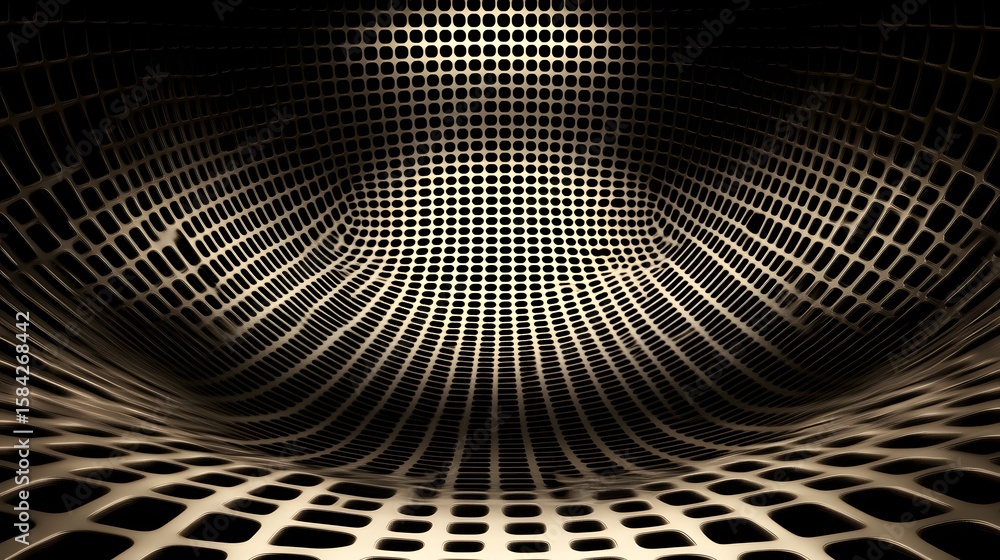 Poster abstract geometric pattern of a gridded surface.