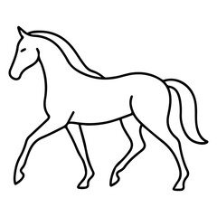 Obraz premium Galloping horse silhouette vector illustration isolated on white, showcasing a wild animal stallion with flowing mane and tail