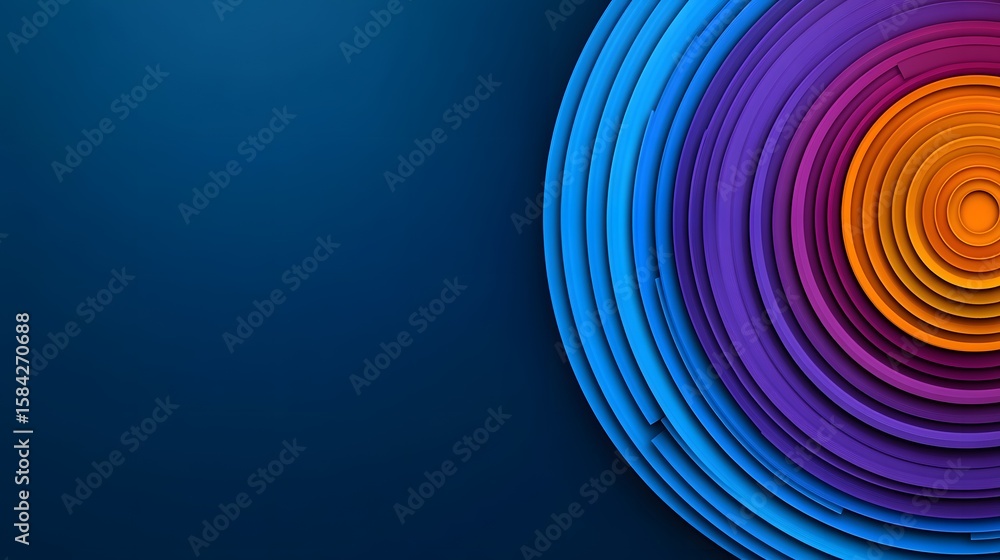 Poster multicolored concentric circles create a dynamic design.