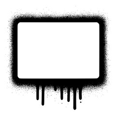 Isolated Black Spray Paint Graffiti Frame with Drips