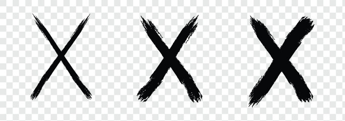 Hand-drawn black cross marker. Grunge black x sign. Black cross marker. Check mark icon vector crosses. eps 10 © Hike Studio 444