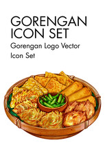 Gorengan logo vector Icon set
