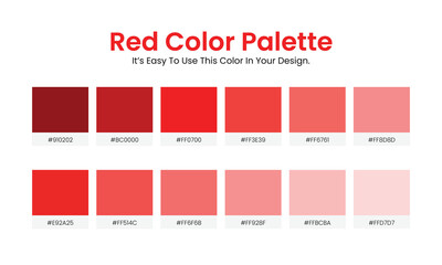 Red Color Palette Collection – Premium Red Color Palette Collection Solid Reds, Red Gradient Swatches, Dark & Light Red Shades, Vibrant Red Color Schemes.