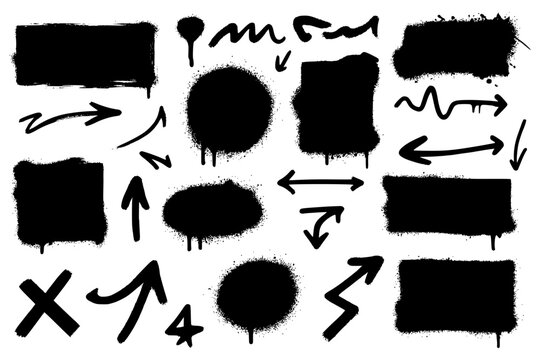 Black Graffiti Spray Paint Shapes and Arrows Design Elements
