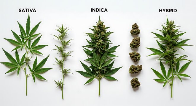 Cannabis Strain Comparison — Scientific Flat Lay
