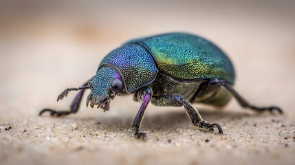 Naklejka premium Close-up of a colorful iridescent beetle.