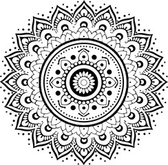 Seamless black lace round floral mandala pattern vector illustration