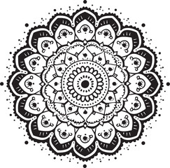 Seamless retro floral lace mandala ornament pattern with abstract decorative vintage round flower elements