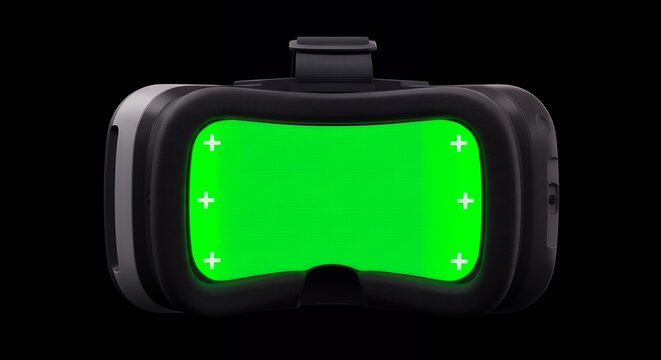 Virtual Reality Headset with Green Screen and Tracking Markers for Custom Content