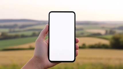 Mobile Device Mockup Against Rural Background Showcase Your App in a Countryside Setting