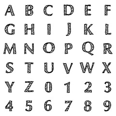 手描き風アルファベットと数字アイコン