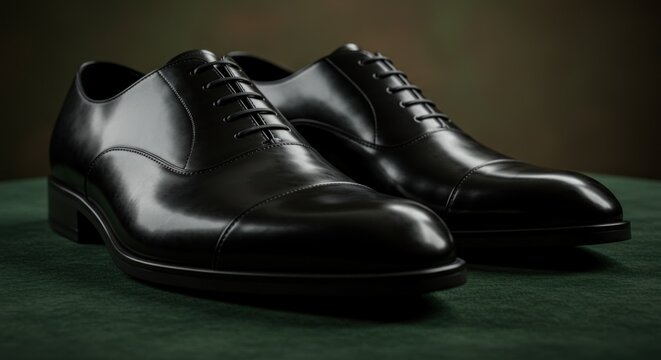 Sleek black leather oxford shoes showcasing timeless elegance and sophistication for men