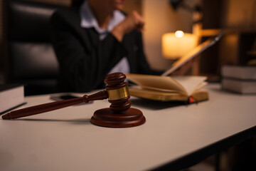 Lawyer female lawyer is discussing a contract agreement.