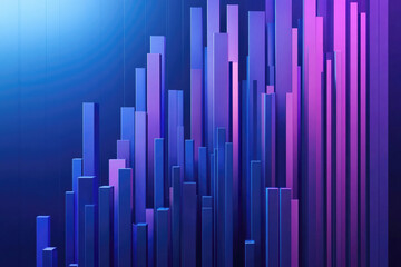 Abstract 3d render of data visualizations with modern blue and purple colors