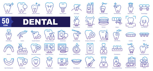 Dental  gradient icon set