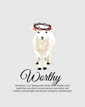 Worthy &ndash; Crowned Lamb Christian Print (Revelation 5:12)