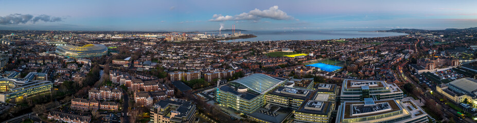 Fototapeta premium Aerial view of Ballsbridge with modern and residential buildings 