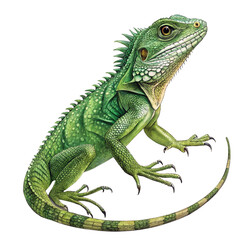 Spiked green lizard standing