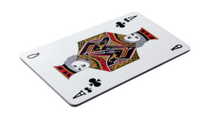 Queen of Clubs playing card isolated on transparent background gambling concept