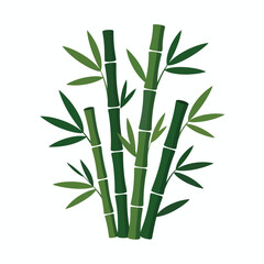 Obraz premium Stylized bamboo cluster illustration with green stalks and leaves on a white background