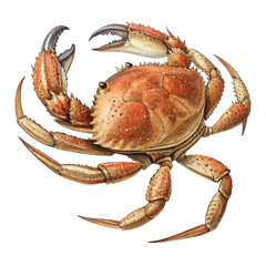 Brown crab with curved claws and spiny shell