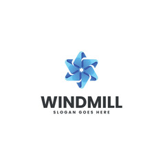 Gradient Blue Windmill Logo Design