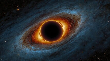 A black hole consuming a dark matter cloud, creating ripples of unseen energy across the cosmos.