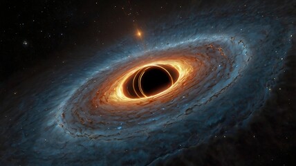 A black hole consuming a dark matter cloud, creating ripples of unseen energy across the cosmos.