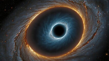 A black hole depicted as a gaping, cosmic eye, watching the universe unfold before it.