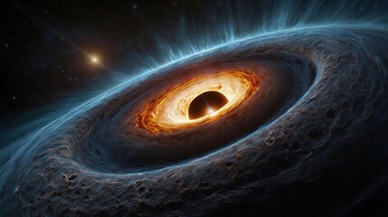 A black hole depicted as a gaping, cosmic eye, watching the universe unfold before it.