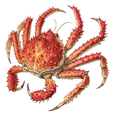 Red spiny crab with armored legs and claws