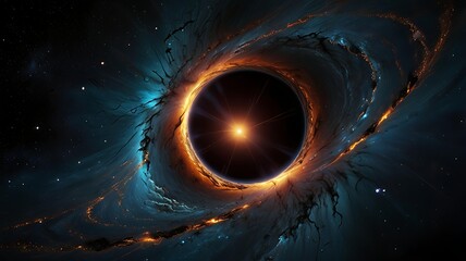 A black hole as a cosmic "reset button," collapsing and reforming the fabric of spacetime in its wake.