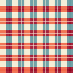 Seamless retro blue, red and white checkered pattern.