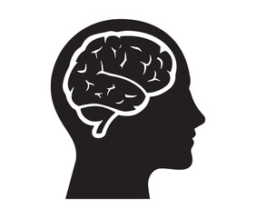 Human head silhouette with brain icon.
