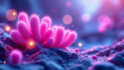 Pink Cactus Cluster on Rocky Ground