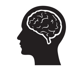 Human head silhouette with brain icon.